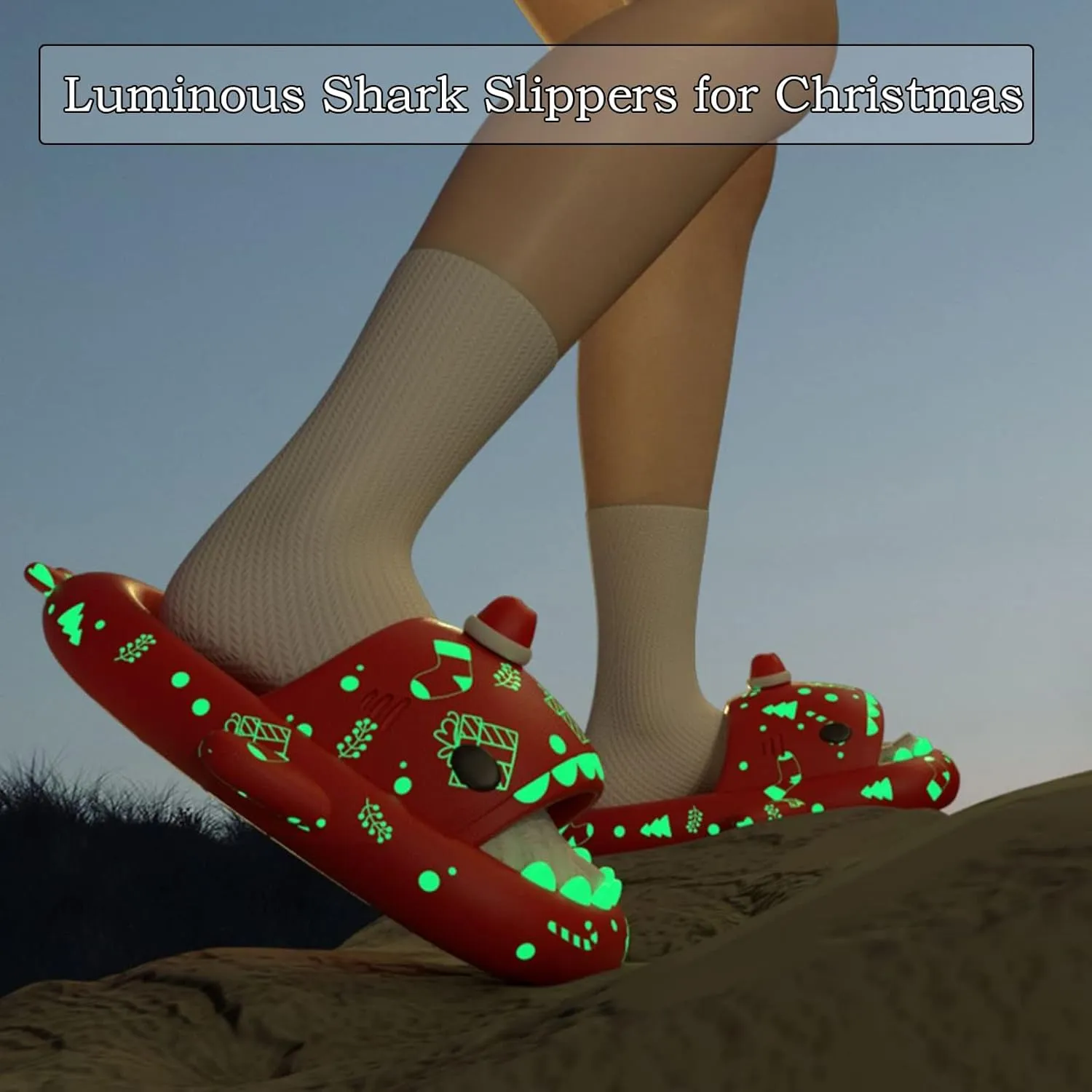 Sharklas Originales Shark Slides, Anti-Slip Christmas Halloween Shark Cloud Slippers, Shark Sandals For Women Men