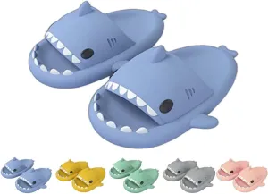 Sharky Swell Chanclas, Cloud Shark Slides, Summer Anti-Slip Unisex Cute Cartoon Shark Slippers Soft Beach Slippers