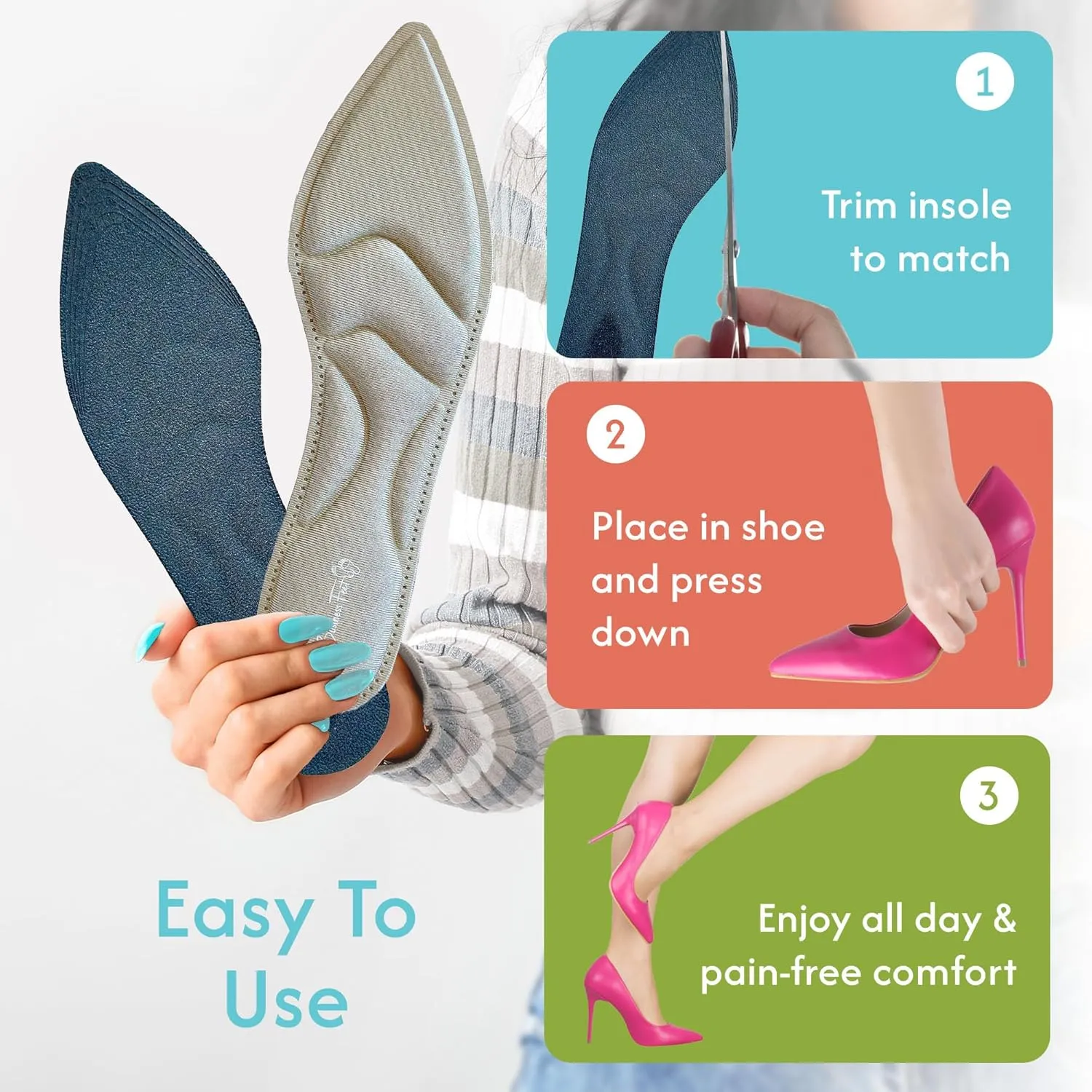 Sharp! Ultra Thin Insoles for Women Lightweight Shoe Inserts for Women for Heels & Pointed-Toe Flats by Business Feet® Shoe Insoles L/XL Beige