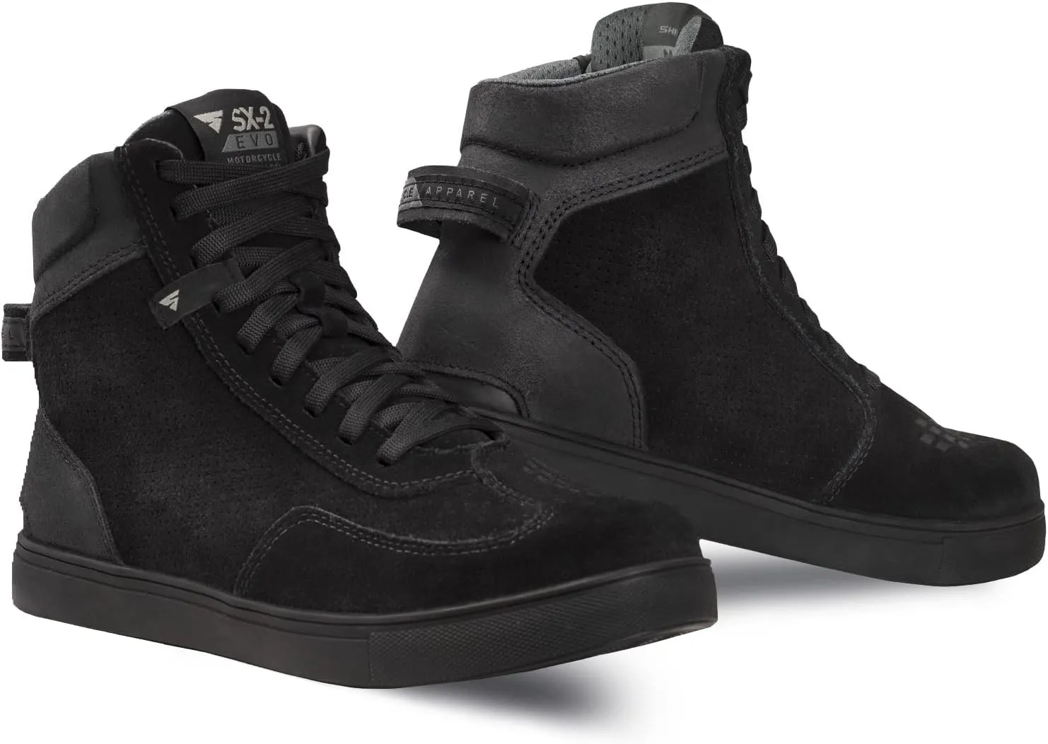 SHIMA SX-2 EVO Men's Motorcycle Shoes/Boots: Reinforced Leather, 4 Colors, TPU & ArmorPlus Ankle Safety, Breathable Suede & 3D Mesh, Anti-Slip Sole (Black, 13)