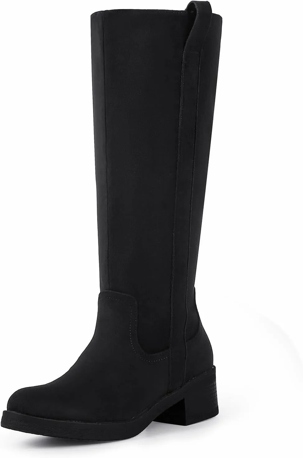 Shoe'N Tale Platform Knee High Boots for Women Round Toe Chunky Block Heel Tall Boots Comfortable Stretchy Side Zipper Long Boots