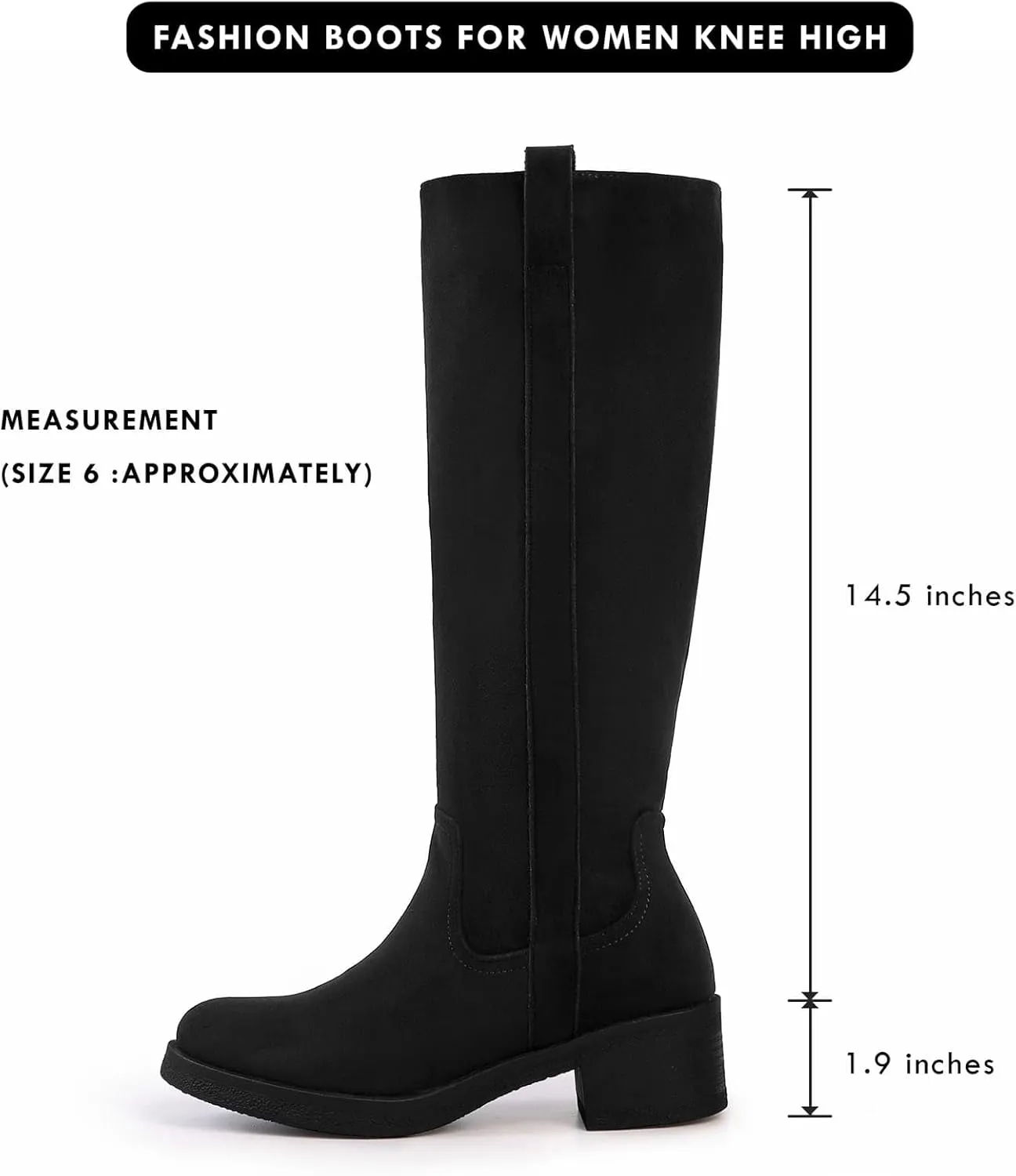 Shoe'N Tale Platform Knee High Boots for Women Round Toe Chunky Block Heel Tall Boots Comfortable Stretchy Side Zipper Long Boots