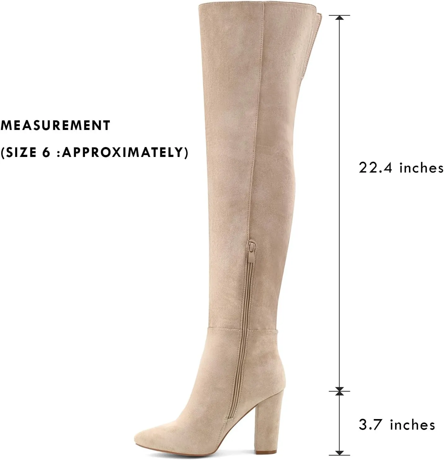 Shoe'N Tale Thigh High Over The Knee Boots for Women Block Chunky Heel Suede Long Pointed Toe Boots