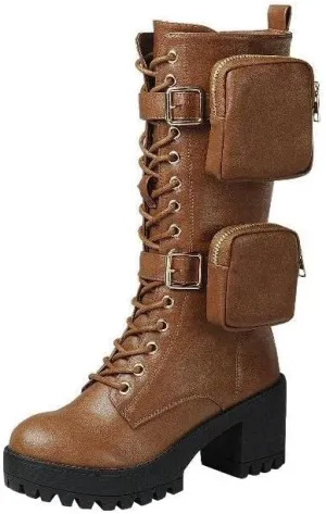 Shoes - Women's Chunky Heel Lug Sole Fashion Ankle Boots, Formal Black Booties for Women