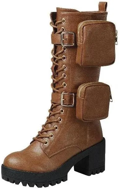 Shoes - Women's Chunky Heel Lug Sole Fashion Ankle Boots, Formal Black Booties for Women