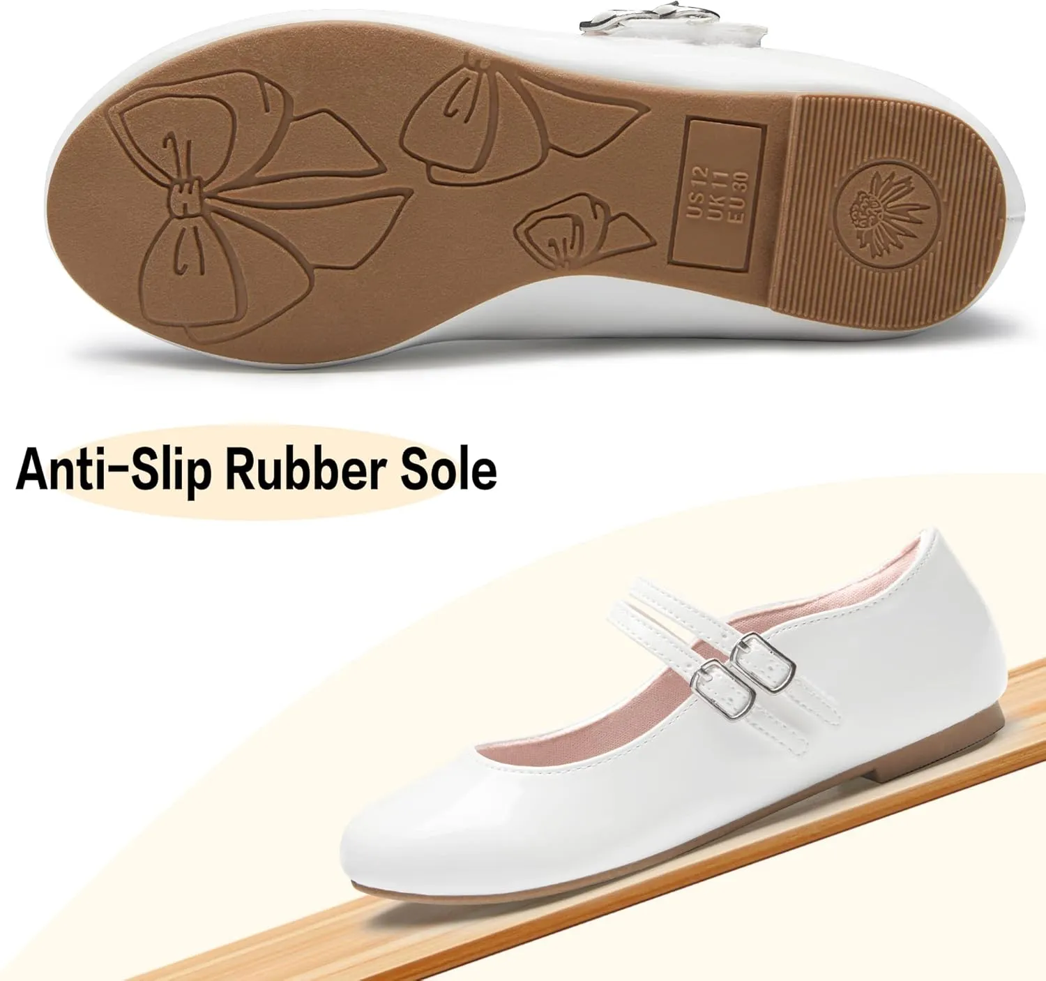 shoeslocker Girls Mary Jane Flat Shoes for Girls Ballerina Flats Slip On Dress Shoes for Party Wedding School