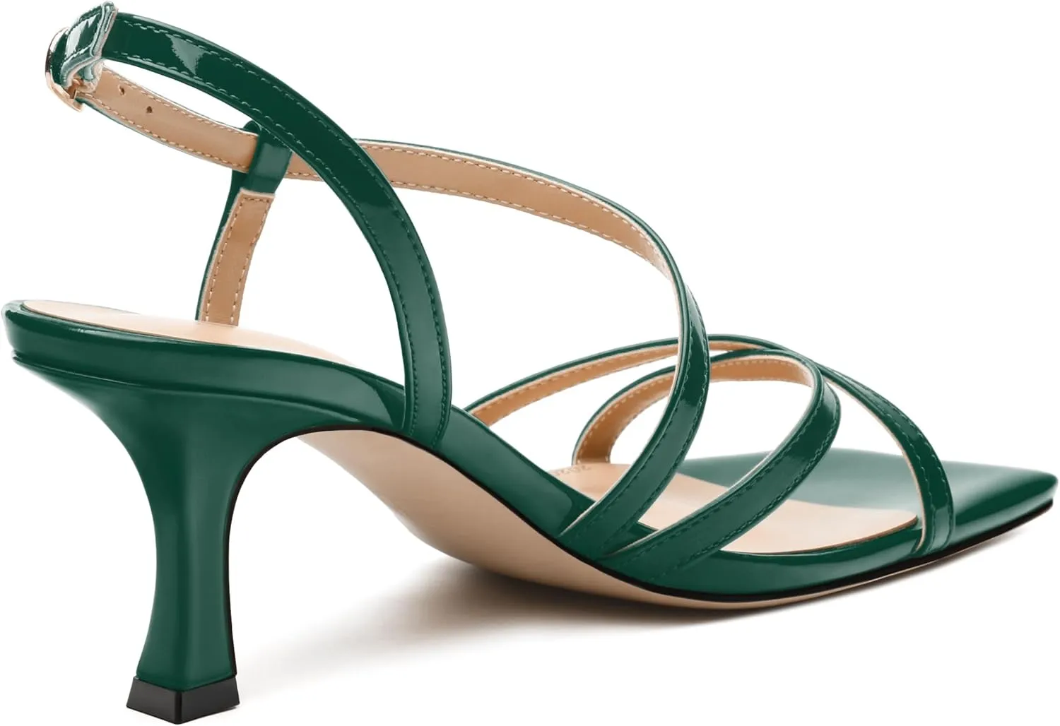 SKYSTERRY Women's Mid Kitten Strappy Sandals Square Open Toe Ankle Buckle Slingback Patent Heels Sexy Dress Wedding Party Daily-Life Shoes For Women 2.5 Inch