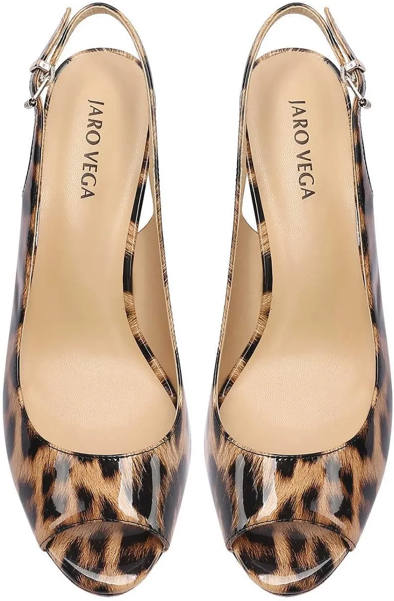 Slingback Heeled Sandals for Women, Open Toe Platform with Adjustable Buckle High Heel Summer Shoes