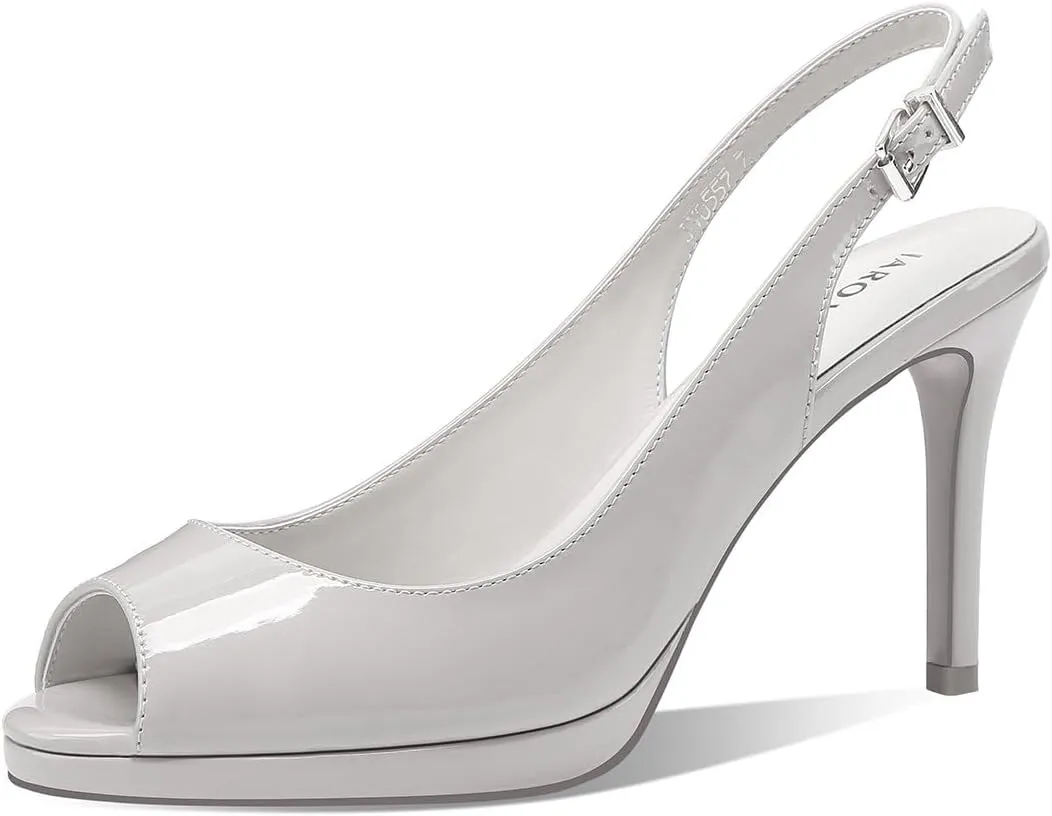 Slingback Heeled Sandals for Women, Open Toe Platform with Adjustable Buckle High Heel Summer Shoes