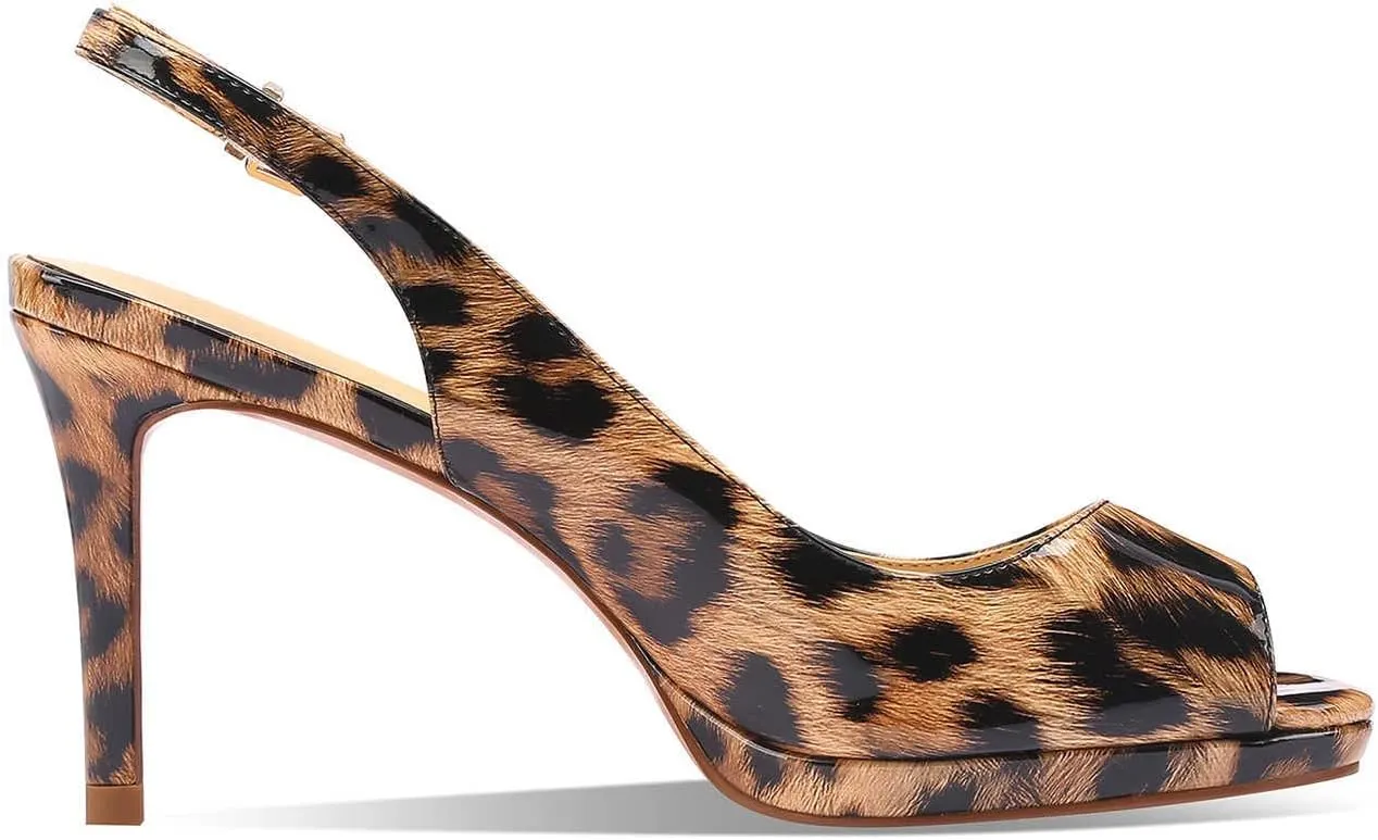 Slingback Heeled Sandals for Women, Open Toe Platform with Adjustable Buckle High Heel Summer Shoes