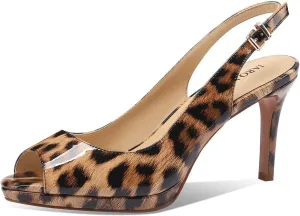 Slingback Heeled Sandals for Women, Open Toe Platform with Adjustable Buckle High Heel Summer Shoes