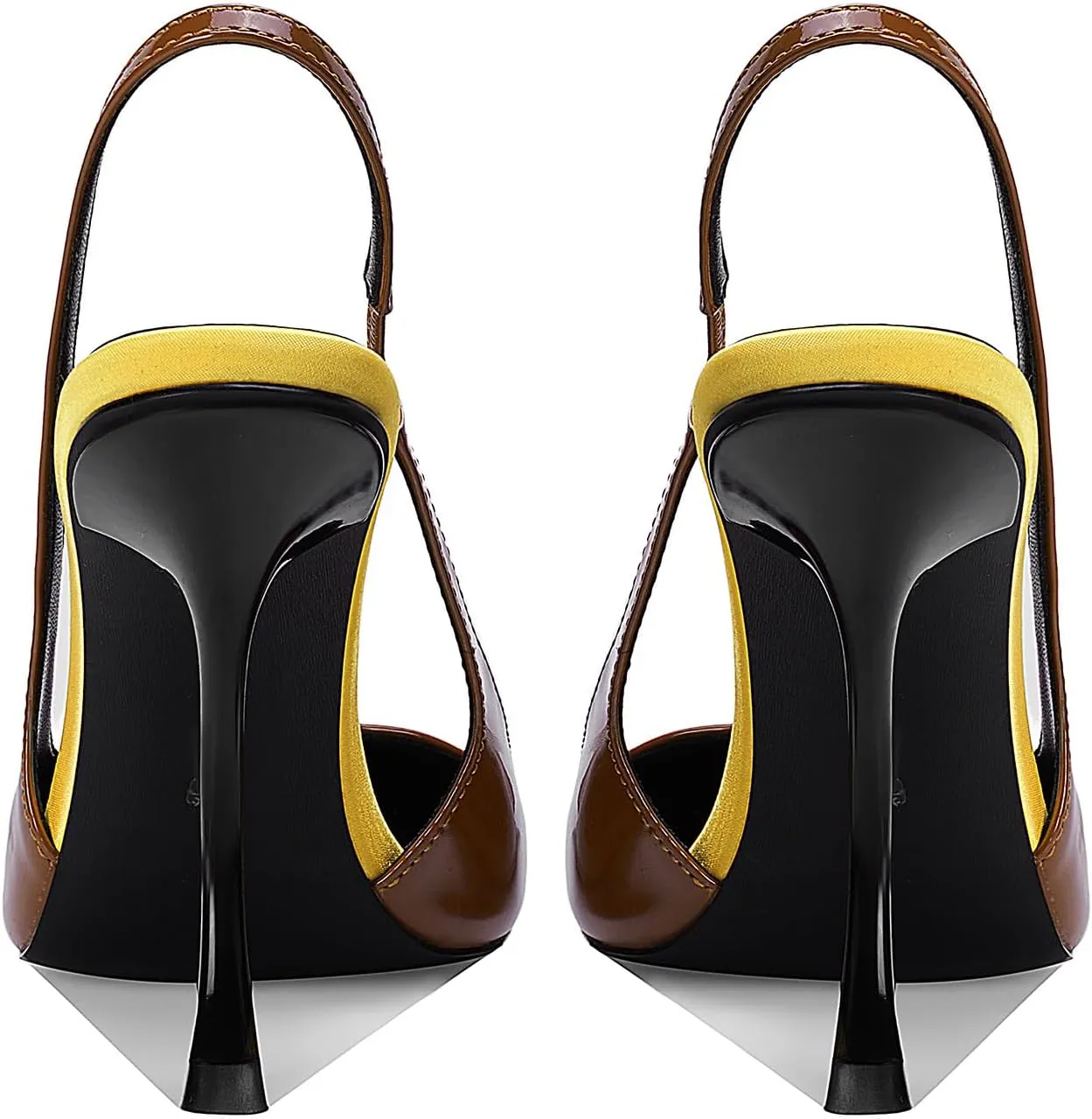 Slingback Pointed Closed Toe Stiletto Sandals for Women Stretch Slio-on Backless Curved High Heels Fashion Dress Pumps
