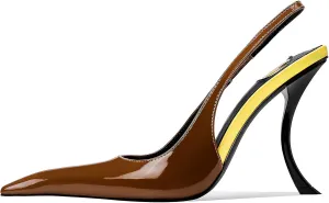 Slingback Pointed Closed Toe Stiletto Sandals for Women Stretch Slio-on Backless Curved High Heels Fashion Dress Pumps