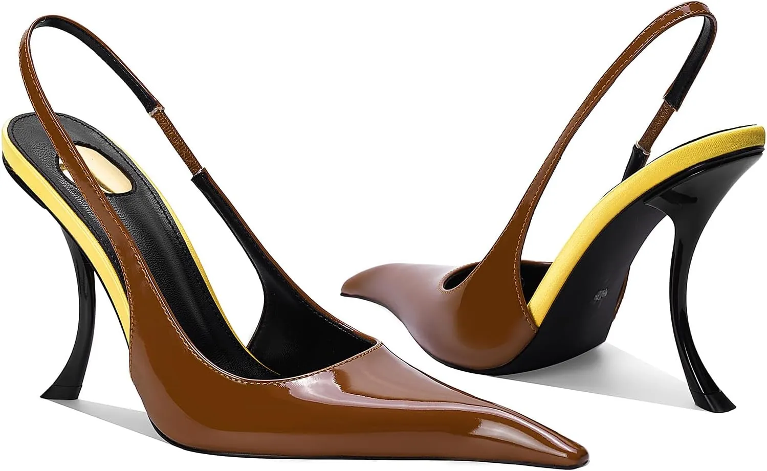 Slingback Pointed Closed Toe Stiletto Sandals for Women Stretch Slio-on Backless Curved High Heels Fashion Dress Pumps