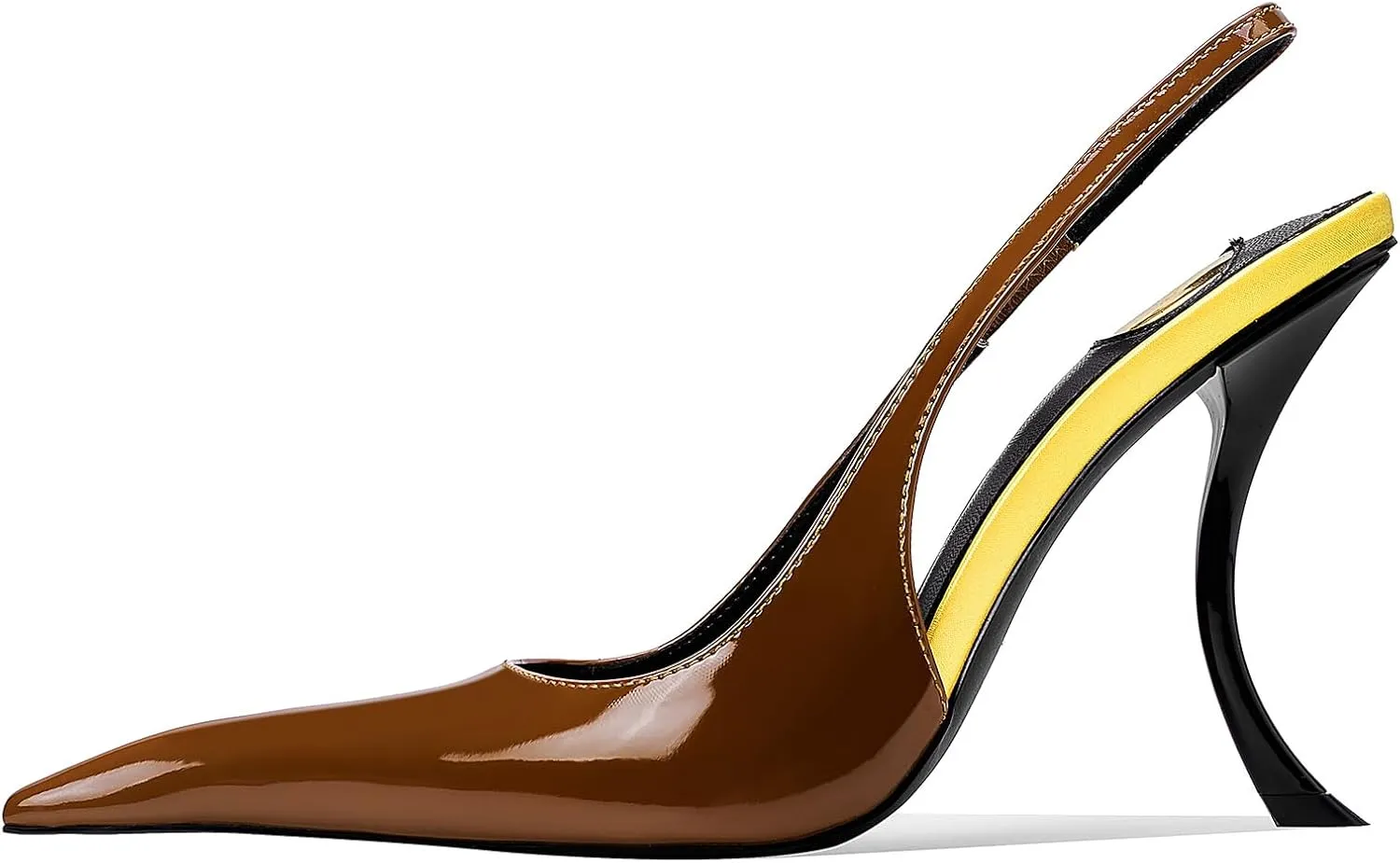 Slingback Pointed Closed Toe Stiletto Sandals for Women Stretch Slio-on Backless Curved High Heels Fashion Dress Pumps