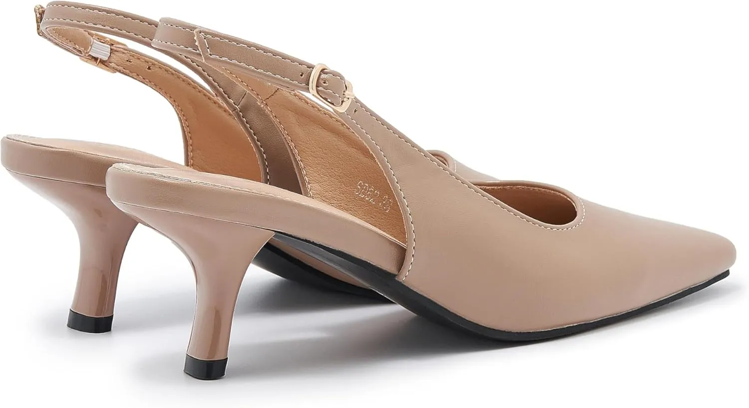 Slingback Pumps for Women Kitten Heeled Sandals Leopard Prints Buckled Straps Dress Shoes