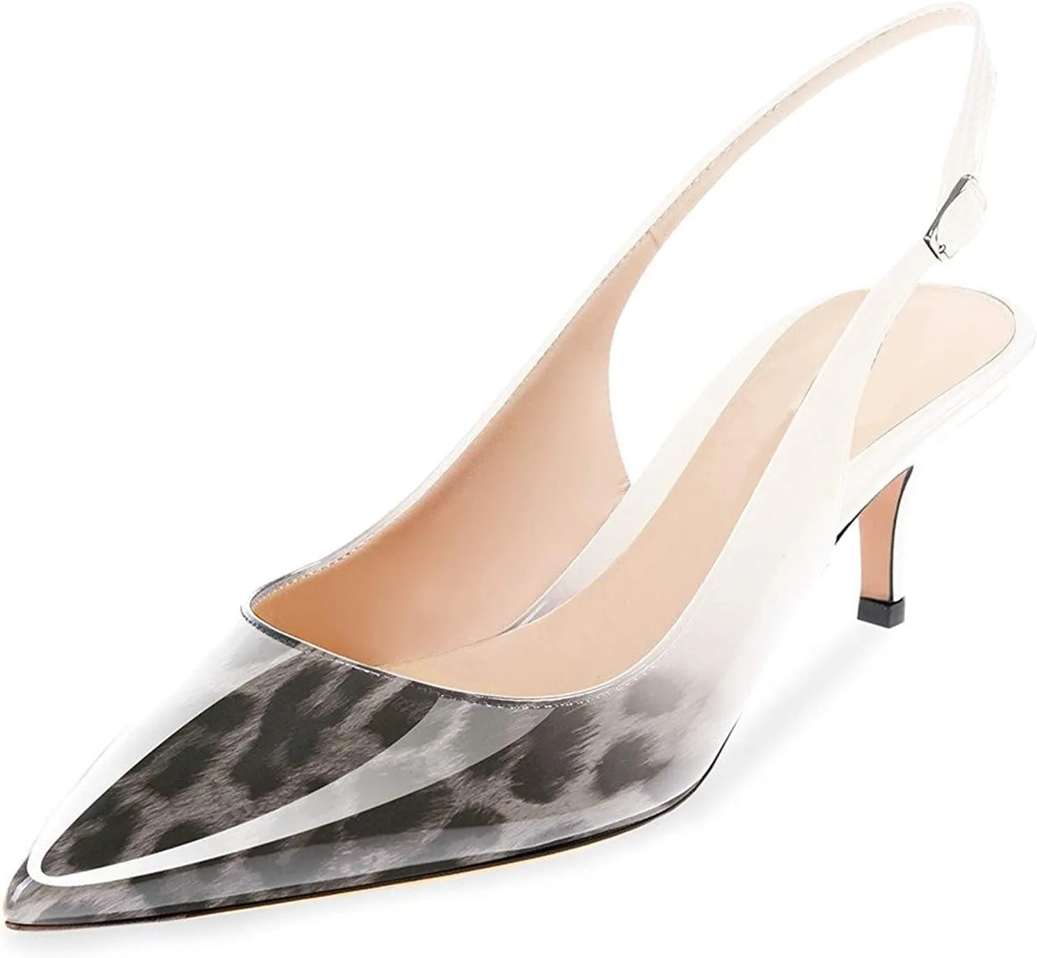 Slingback Pumps, Women's Pointed Toe Low Heel Sandals Slingback Strap Kitten Heel Pumps Evening Party Wedding Shoes