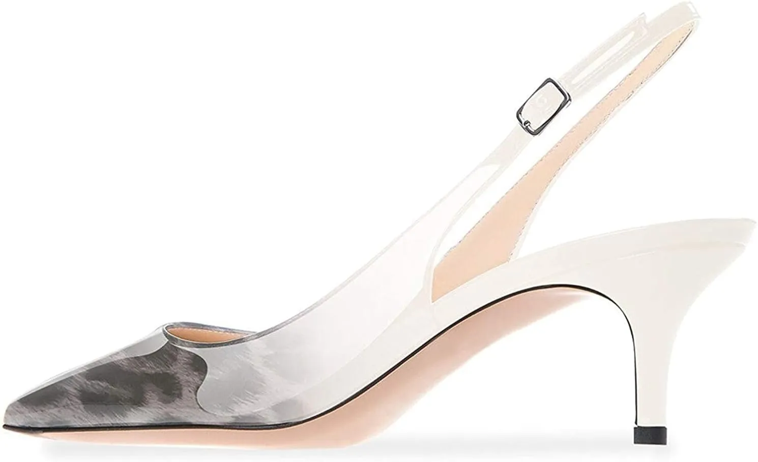 Slingback Pumps, Women's Pointed Toe Low Heel Sandals Slingback Strap Kitten Heel Pumps Evening Party Wedding Shoes