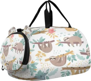 Sloth Youth Sports & Travel Duffle Bag with Shoe Compartment,Waterproof Gym Bag for Girls and Boys (Overnight Essentials Organizer)