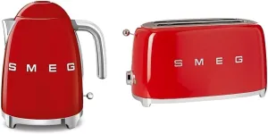 SMEG 7 CUP Kettle (Red) & TSF02RDUS 50's Retro Style 4 Slice Toaster, Red, large