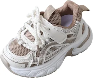 Sneakers for Girls Fashion Kids Chunky Causal Sneakers Lace Up Breathable Net Thick Sole Sports Shoes Clunky School Shoes