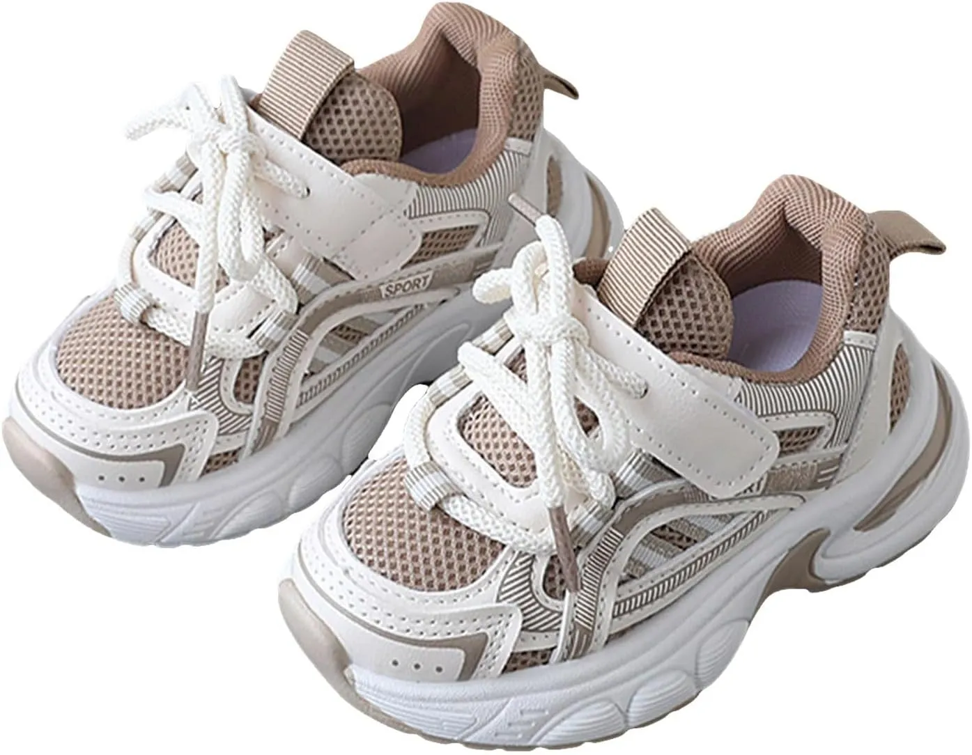 Sneakers for Girls Fashion Kids Chunky Causal Sneakers Lace Up Breathable Net Thick Sole Sports Shoes Clunky School Shoes