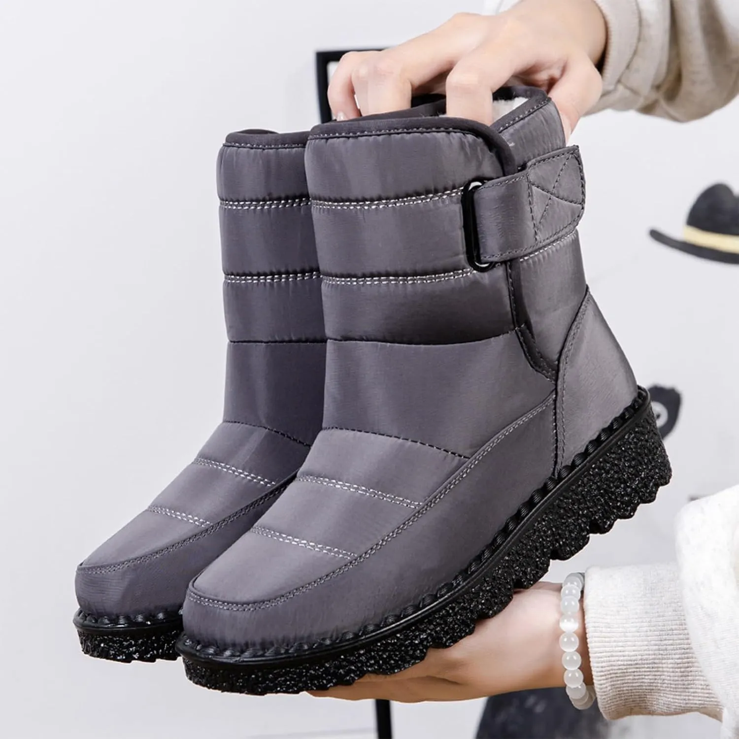 Snow Boots For Women Platform Boots for Women Comfy Flat Boots Fashion Comfortable Soft Sole Warm Padded Snow Boots