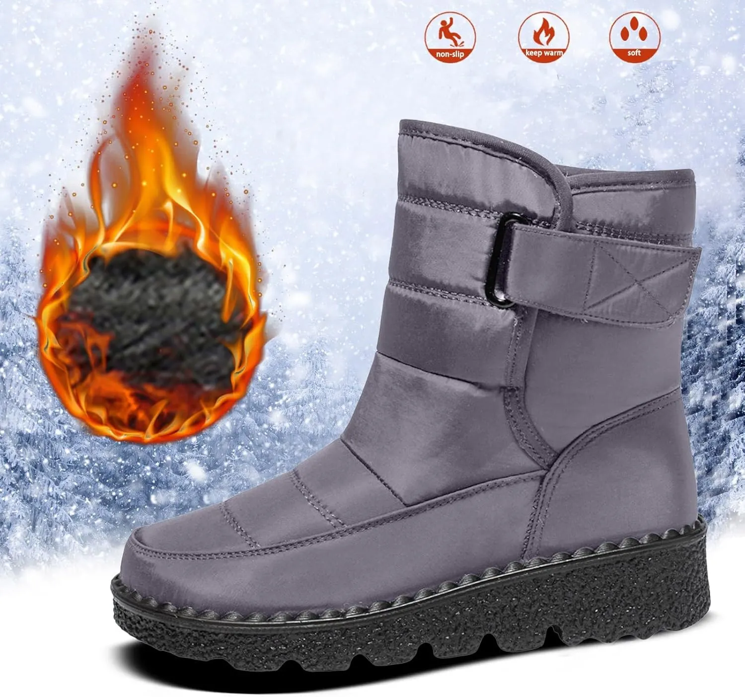 Snow Boots For Women Platform Boots for Women Comfy Flat Boots Fashion Comfortable Soft Sole Warm Padded Snow Boots