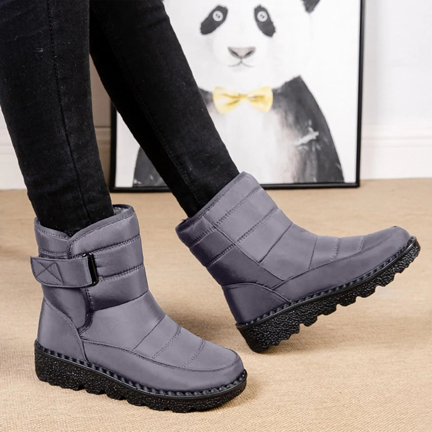 Snow Boots For Women Platform Boots for Women Comfy Flat Boots Fashion Comfortable Soft Sole Warm Padded Snow Boots