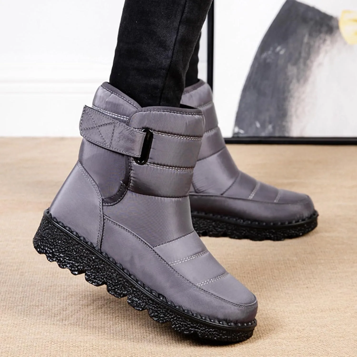 Snow Boots For Women Platform Boots for Women Comfy Flat Boots Fashion Comfortable Soft Sole Warm Padded Snow Boots