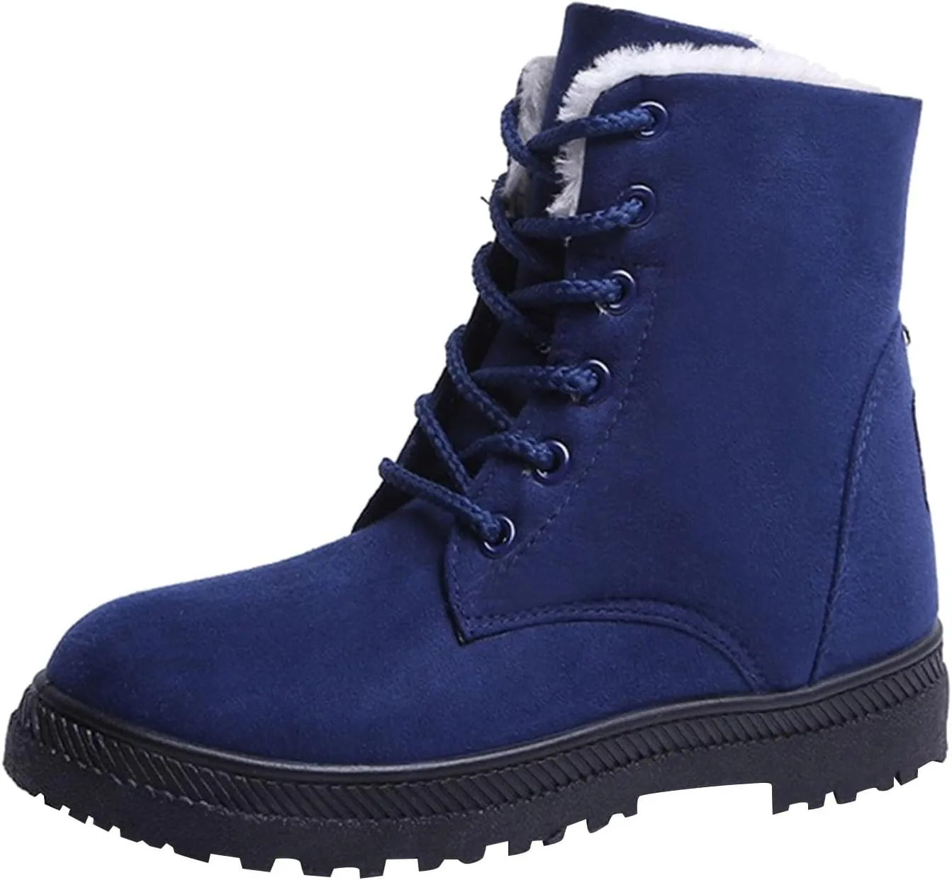 Snow Boots For Women Waterproof Platform Boots for Women Chunky Heel Warm Round Toe Lace Up Flat Short Snow Boots