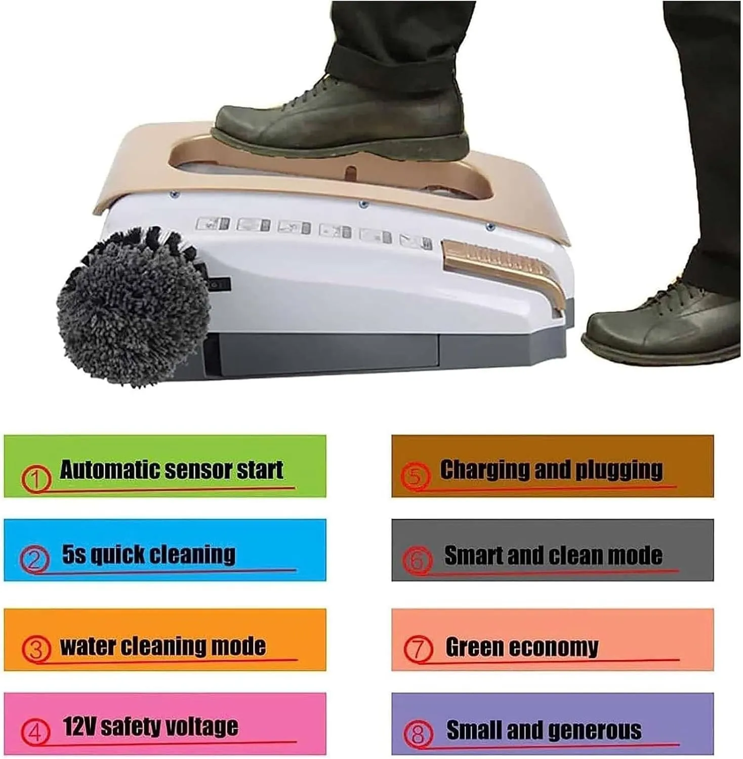 Sole Cleaning Machine, Automatic Boot Scraper, Shoe Cleaner, Fully Automatic Sole Cleaning Machine, Automatic Induction Shoe Polisher for Home Hotel Entrance Hall Sales Center(Gold)