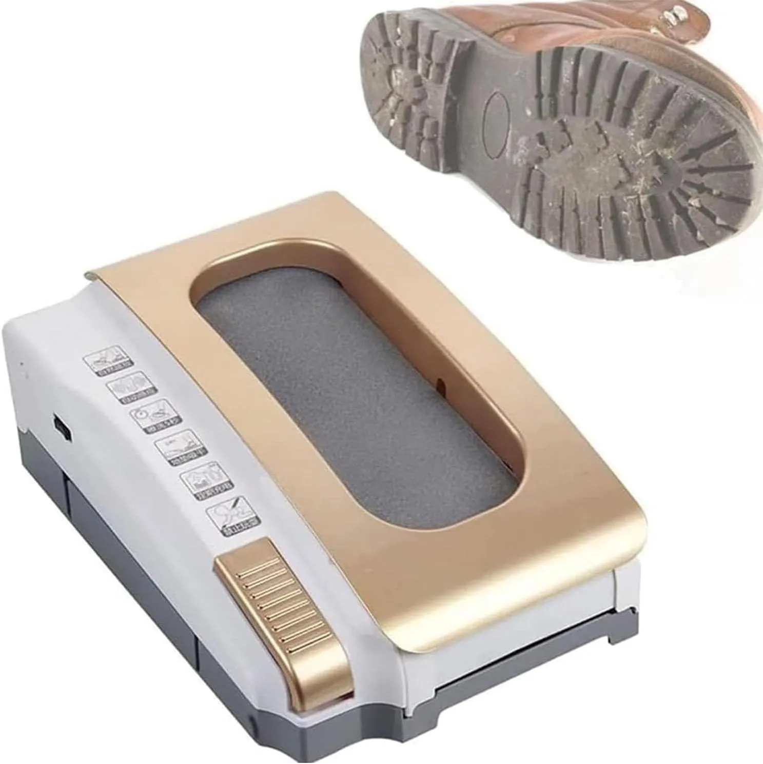 Sole Cleaning Machine, Automatic Boot Scraper, Shoe Cleaner, Fully Automatic Sole Cleaning Machine, Automatic Induction Shoe Polisher for Home Hotel Entrance Hall Sales Center(Gold)
