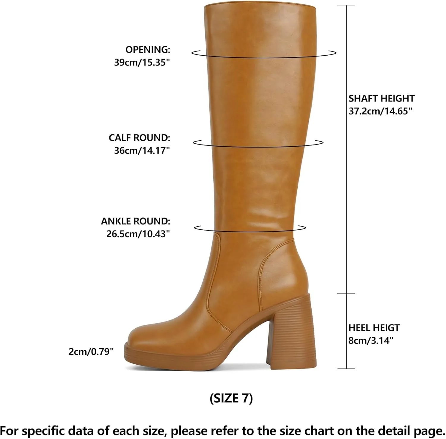SOVANYOU Black Leather Boots Platform Boots for Women Square Toe Chunky Block Heeled Boots