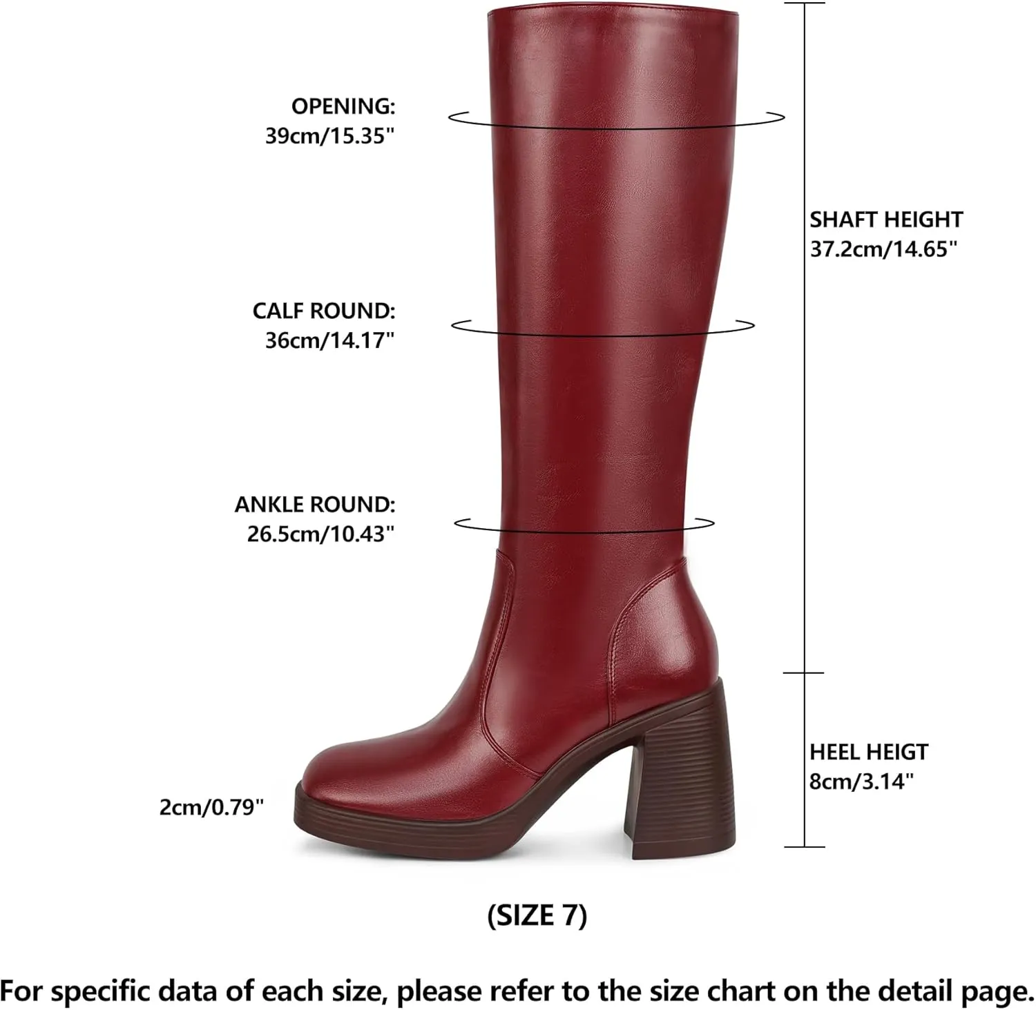 SOVANYOU Black Leather Boots Platform Boots for Women Square Toe Chunky Block Heeled Boots