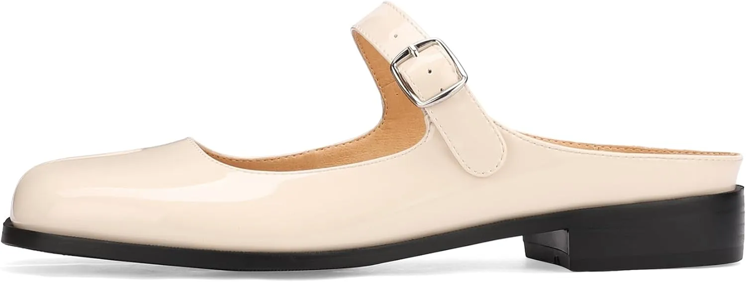 Split Coverd Toe Nainja Women Lofers Adjustable Buckle Mary Janes Mules Slingback Slip On Casual Shoes Flats