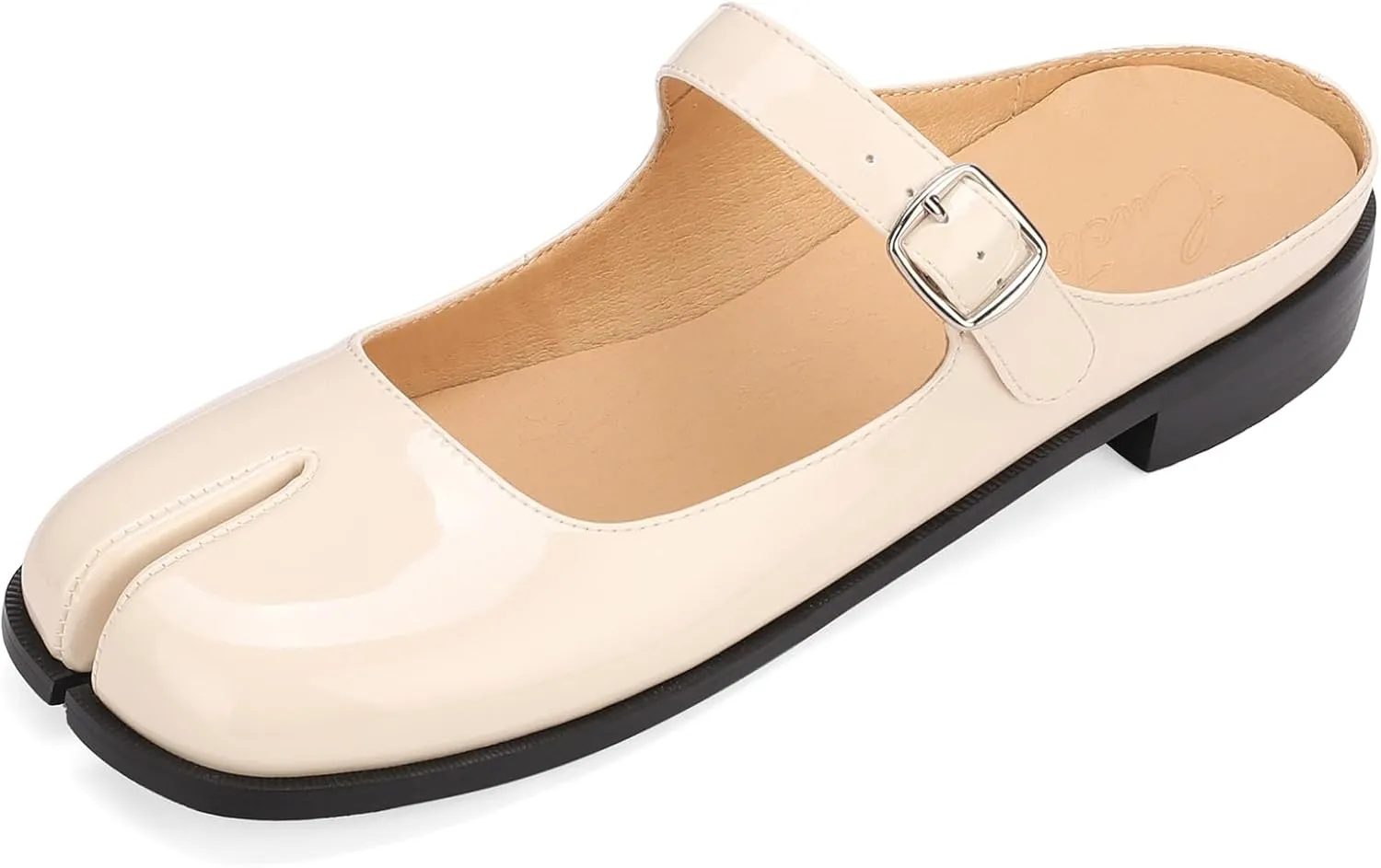 Split Coverd Toe Nainja Women Lofers Adjustable Buckle Mary Janes Mules Slingback Slip On Casual Shoes Flats