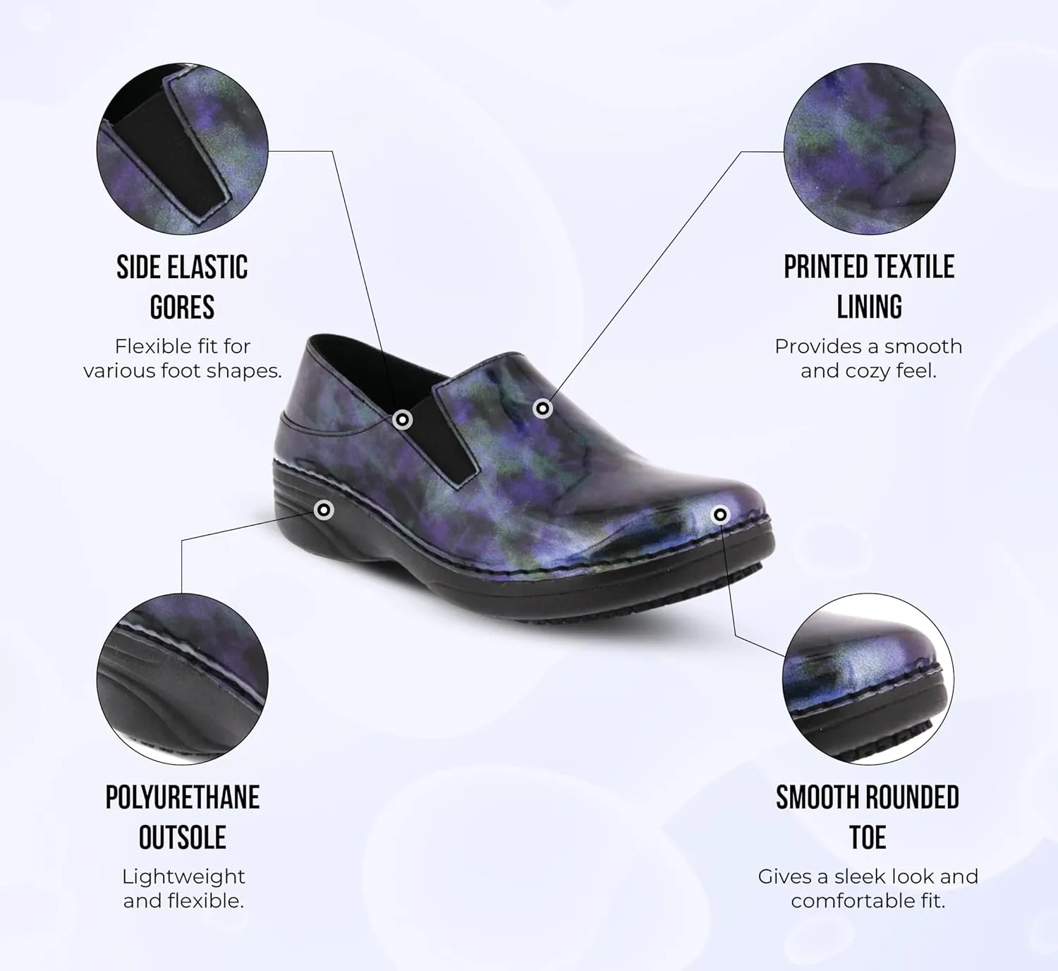 Spring Step Ferrara-Fog Slip-On Shoes for Women - Professional Work Shoes with Comfortable Round Toe - Lightweight, Durable Non Slip Ladies Casual Loafers with Removale Insole