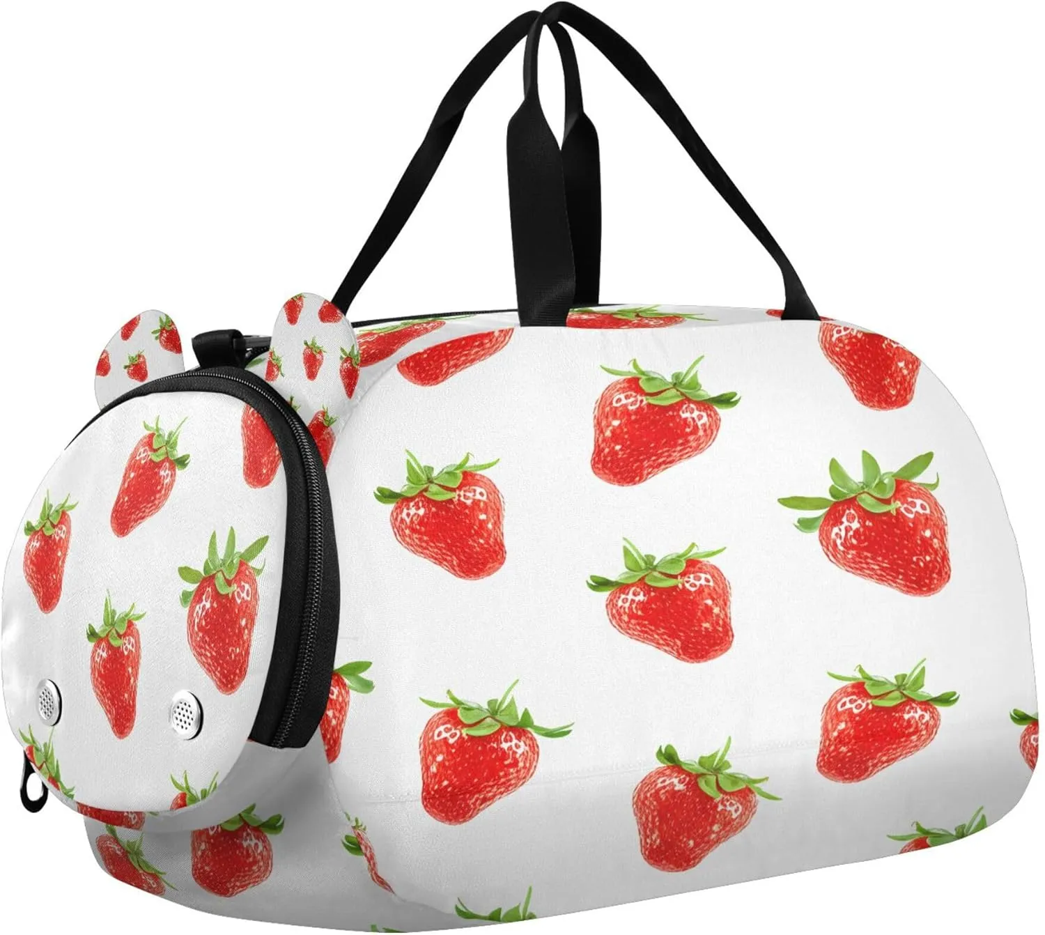 Strawberry Youth Sports & Travel Duffle Bag with Shoe Compartment,Waterproof Gym Bag for Girls and Boys (Overnight Essentials Organizer)