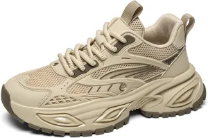Stylish and Durable Casual Mesh Walking Shoes for Men Chunky Platform Sneakers with Breathable Lace - Up Dad Style Footwear Ideal for Work Workout and Everyday Use