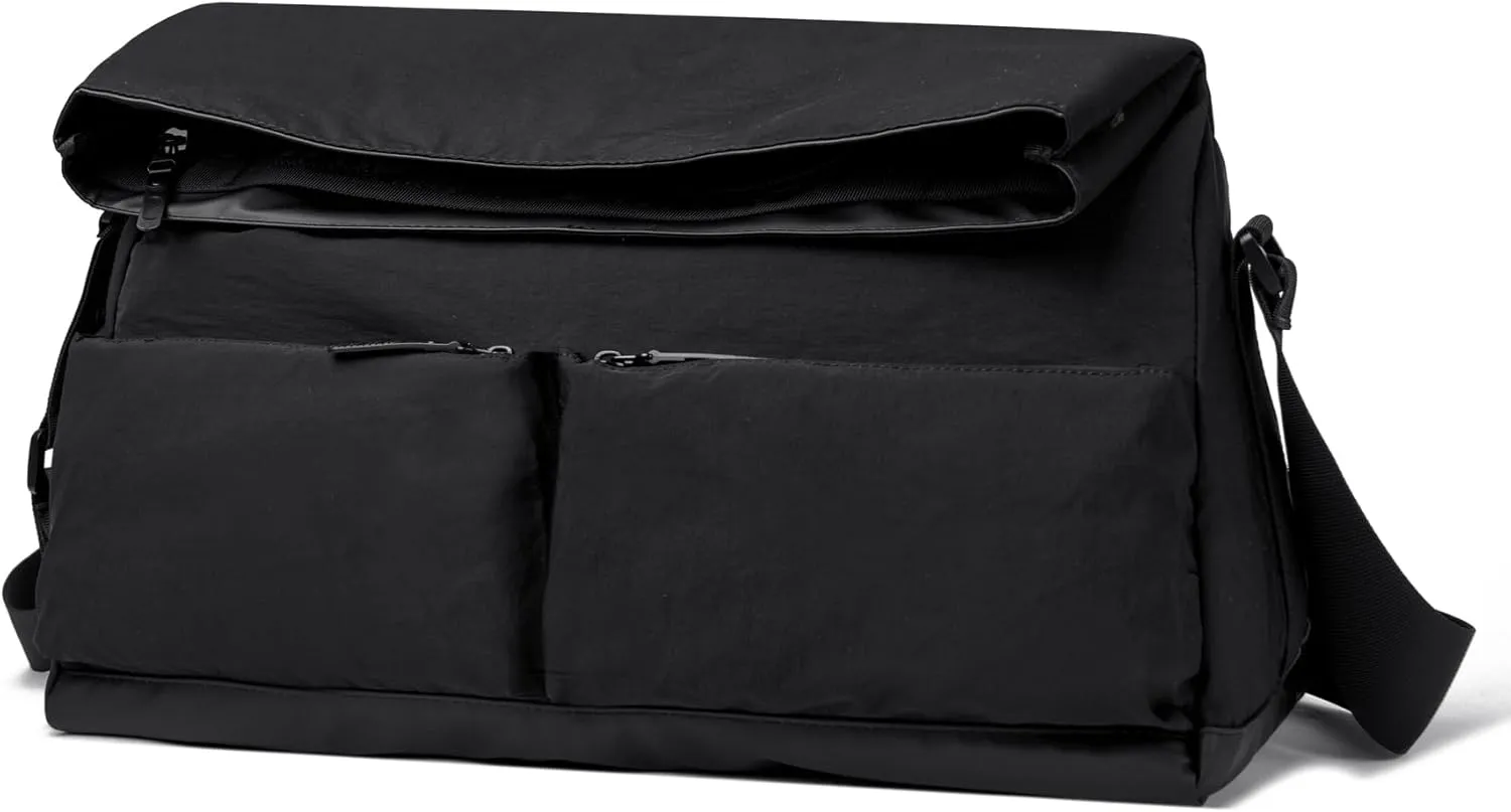 Stylish Large Capacity Sports Gym Bag with Dry-Wet Separation, Shoe Compartment, Water-Resistant Fabric Duffle Bag for Men and Women (Black)