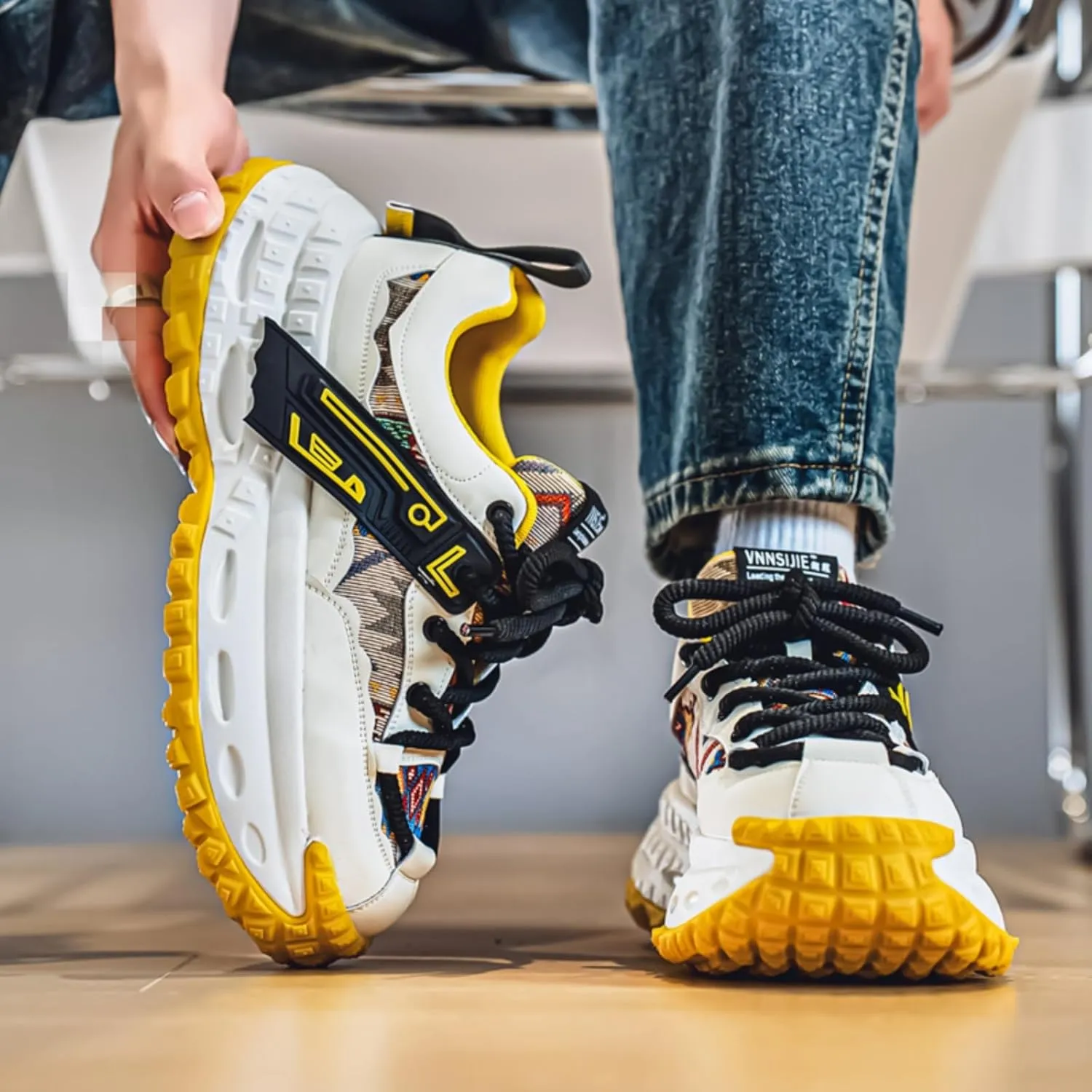 Stylish, Unique and Trendy Fashion Chunky Sneakers for Men - Men's Comfortable and Durable Athleisure Casual Shoes for Daily Commutes