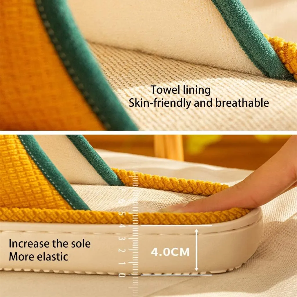 Summer Linen Slippers, Women's Open Toe House Slippers, Slippers with Arch Support, Soft Bottom Indoor Non-Slip Slippers Home Shoes, Summer Linen Beach Slippers Sandals