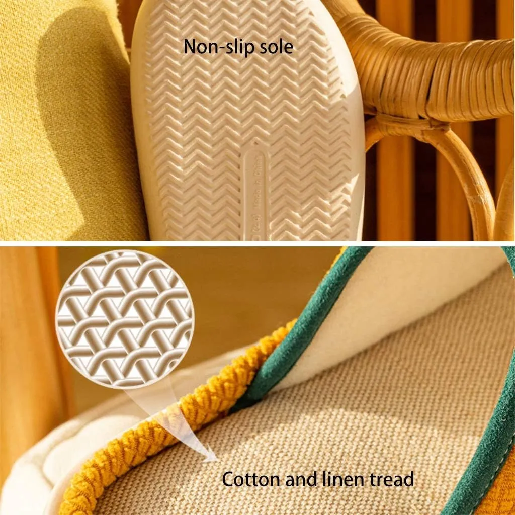 Summer Linen Slippers, Women's Open Toe House Slippers, Slippers with Arch Support, Soft Bottom Indoor Non-Slip Slippers Home Shoes, Summer Linen Beach Slippers Sandals