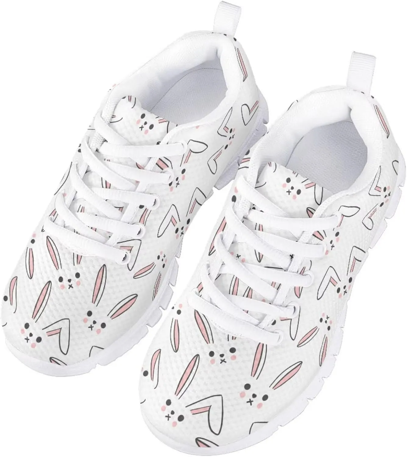 SYtrade Kids Spring Sneakers for Girls Lace-up Running Tennis Shoes White Sole