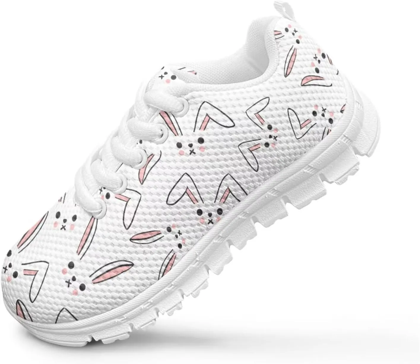 SYtrade Kids Spring Sneakers for Girls Lace-up Running Tennis Shoes White Sole