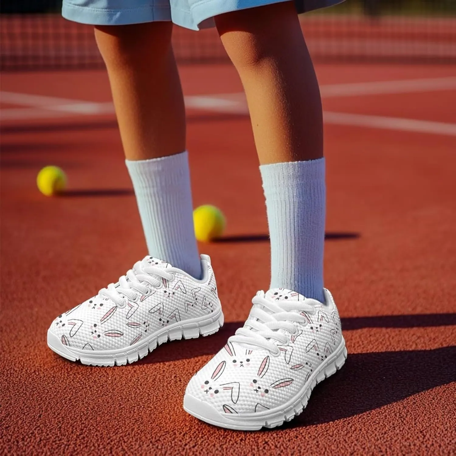 SYtrade Kids Spring Sneakers for Girls Lace-up Running Tennis Shoes White Sole