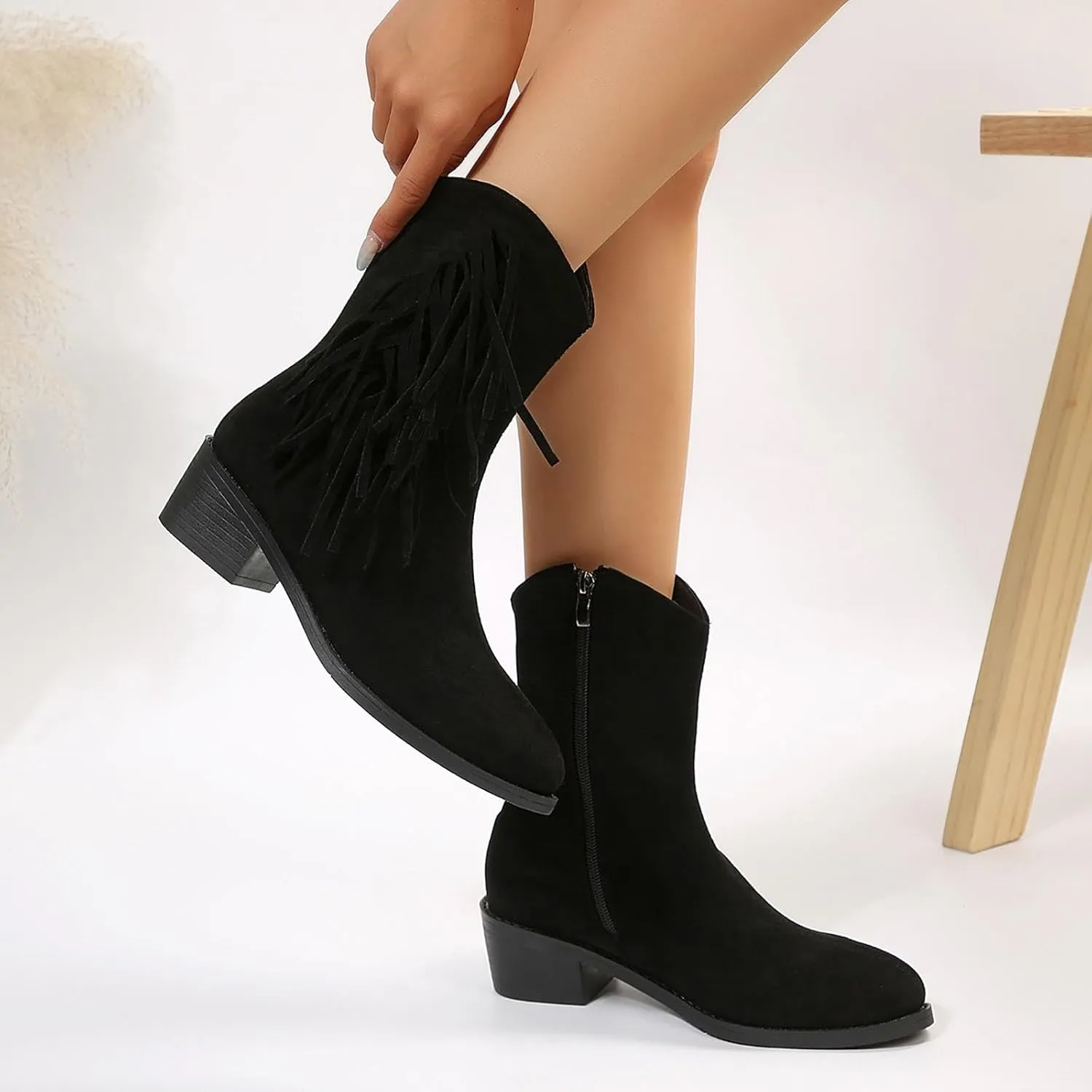 Tan Booties Sexy Ankle Boots for Women Comfy Cowboy Boots for Women Women's with Arch Support Black Ankle Boots Wide Width for Women Chunky Heel Womens Ankle Booties Wide