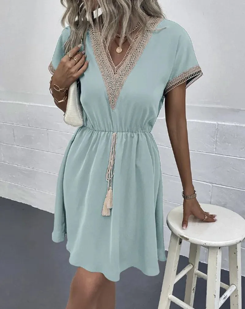Tassel Tie Mini Dress | Flattering | Casual Chic