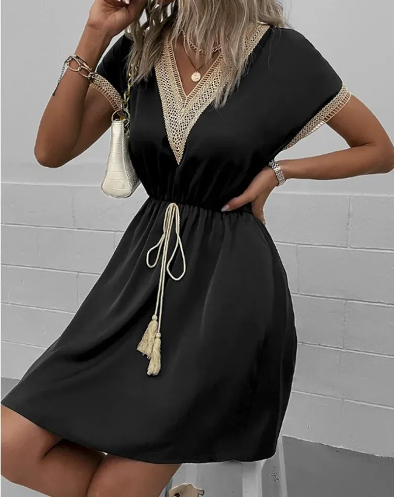 Tassel Tie Mini Dress | Flattering | Casual Chic